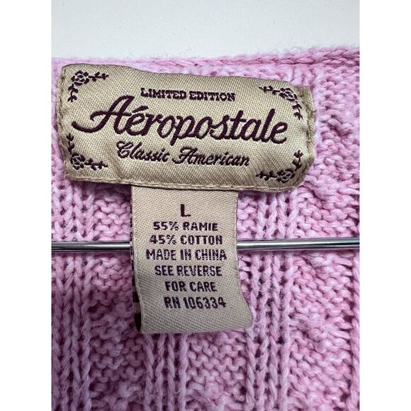 VTG Y2K Cable Knit Sweater L Pink Fitted V Neck Hooded Vampire Diaries Elena - Picture 9 of 13